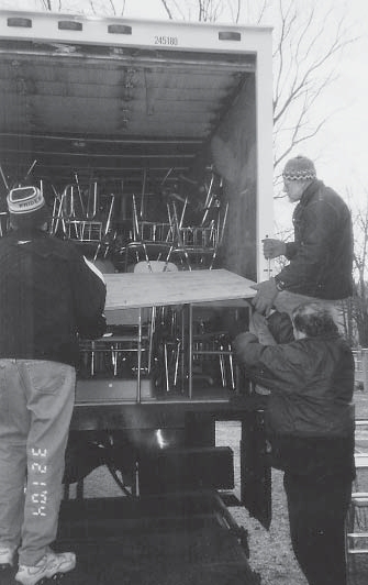 Loading desks in Kiel, Wisconsin.